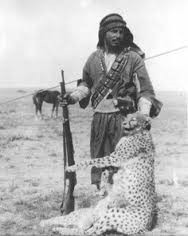 Bedouin hunter and his leopard